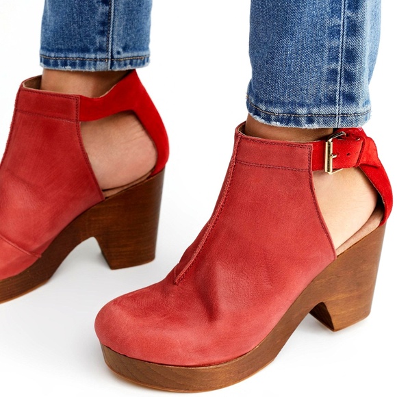 Free People Shoes - Free People Red Leather Amber Orchard Clogs